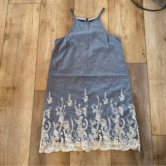 coco + jaimeson Dresses & Skirts - 100% Cotton Coco Jaimeson Blue Lace Trim Denim Dress